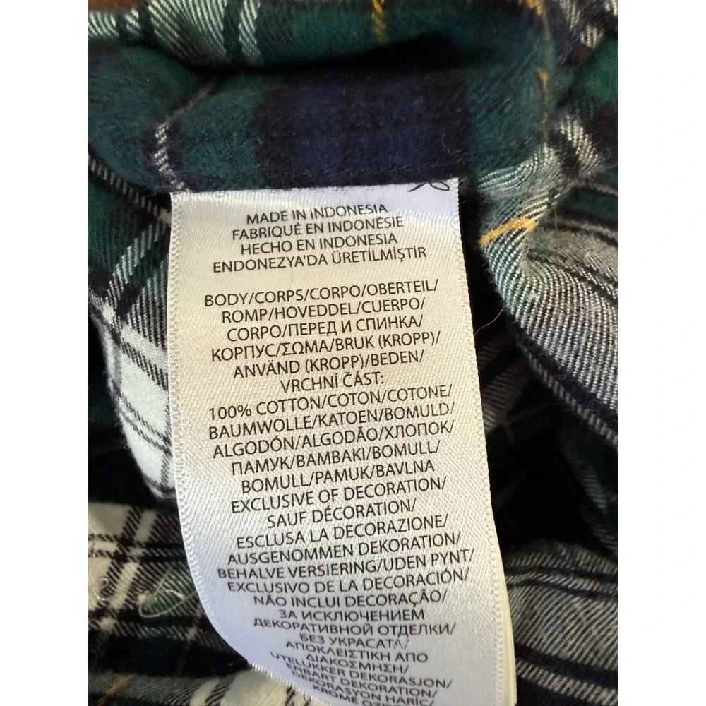 Ralph Lauren Kids Green‎ White Plaid Flannel Button Down Shirt Size 5 Pony Logo